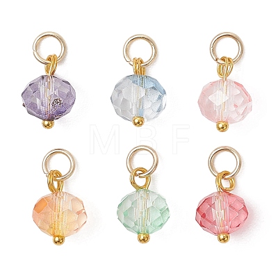 6Pcs Gradient Color Glass Pendants PALLOY-JF04740-1