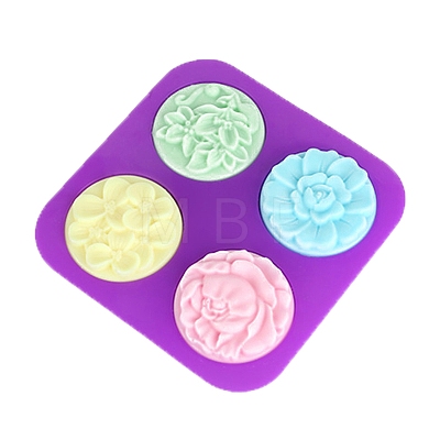 Flat Round Soap Food Grade Silicone Molds SOAP-PW0001-077-1
