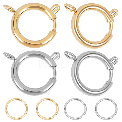10Pcs 2 Colors 304 Stainless Steel Spring Ring Clasps STAS-BBC0001-96-1