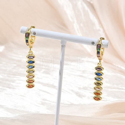 Brass Pave Cubic Zirconia Hoop Dangle Earrings KK-CBAD9DF-02G-A-1