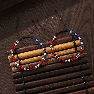 Adjustable Glass Seed Braided Bead Bracelets PW-WG3908F-01-1