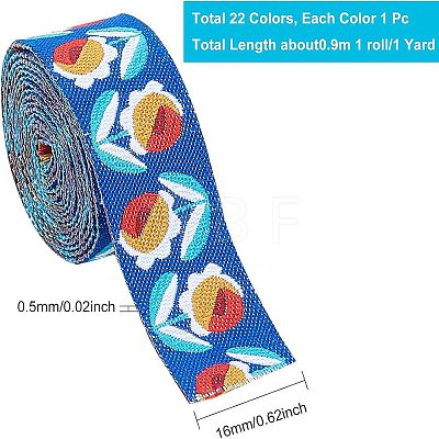 Fingerinspire Embroidered Polyester Jacquard Ribbon SRIB-FG0001-01-1