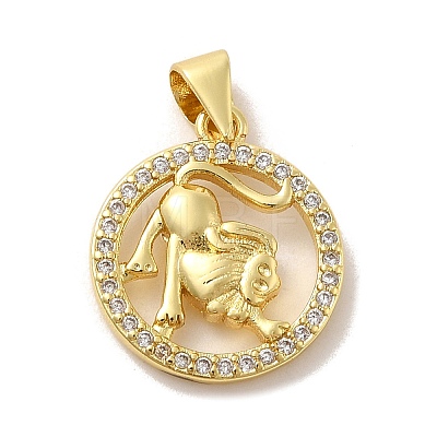 Zodiac Theme Brass Micro Pave Cubic Zirconia Pendants KK-M273-05D-G-1