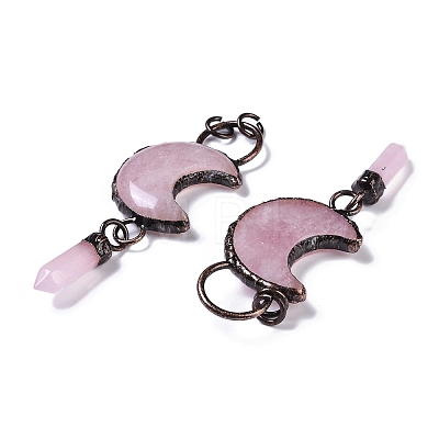 Natural Rose Quartz Crescent Moon Big Pendants G-B073-04R-02-1