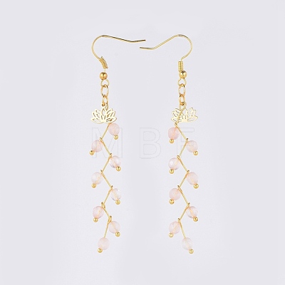 Natural Rose Quartz Dangle Earrings EJEW-JE03634-02-1