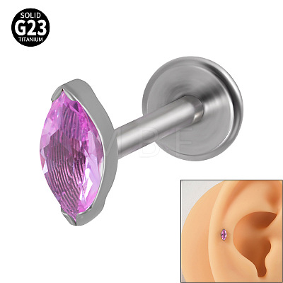 G23 Titanium Cubic Zirconia Horse Eye 17 Gauge Threadless Labrets for Women Men WG9E7C9-04-1