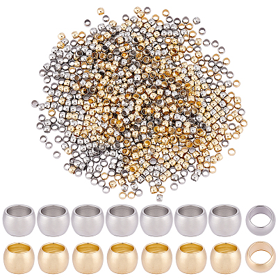 800Pcs 2 Colors 304 Stainless Steel Spacer Beads STAS-BBC0009-75B-1