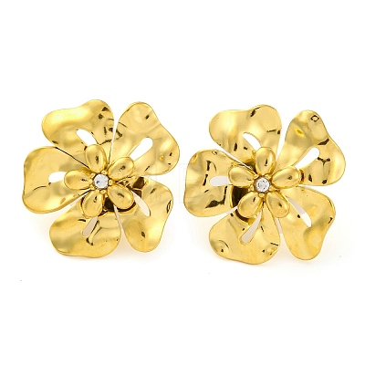 304 Stainless Steel Flower Stud Earrings for Women EJEW-U023-04G-03-1