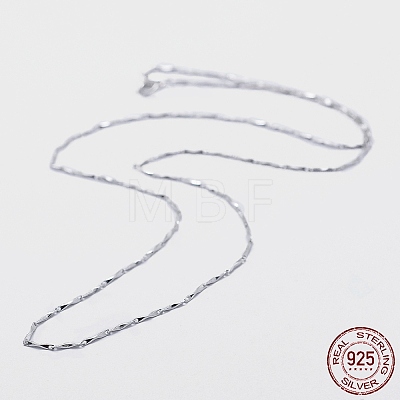 Rhodium Plated 925 Sterling Silver Chain Necklaces STER-F039-12P-1