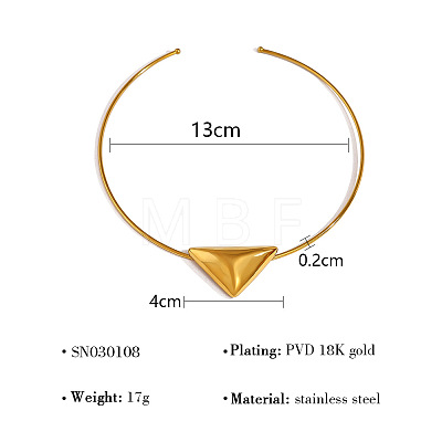 304 Stainless Steel Triangle Cuff Choker Necklaces for Women FS-WG174AB-01-1