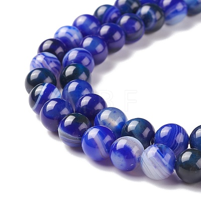 Natural Striped Agate/Banded Agate Beads Strands G-G582-8mm-64-1