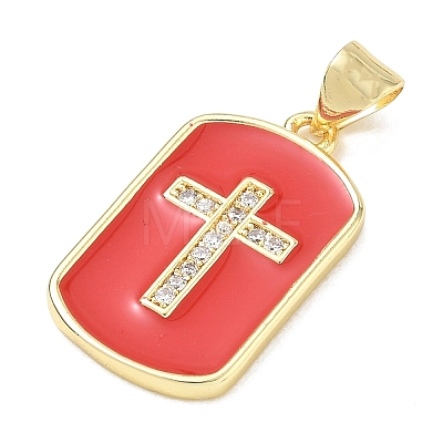 Religion Cross Brass Micro Pave Clear Cubic Zirconia Pendants CU-CBA83A6-03H-G03-1