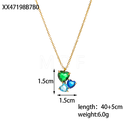 304 Stainless Steel Micro Pave Cubic Zirconia Pendant Necklaces NJEW-OY002-39G-1