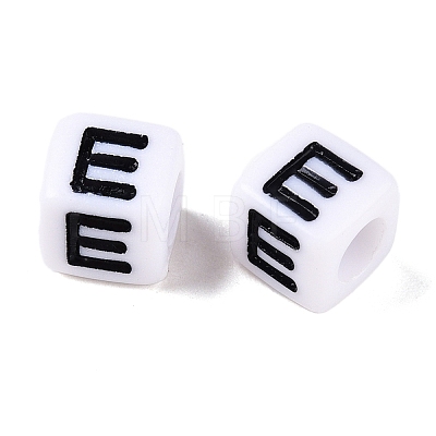 Large Hole Acrylic Letter European Beads SACR-Q103-6mm-01E-1