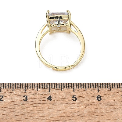 Brass & Clear Cubic Zirconia Finger Rings CU-CBA7E55-13G-1
