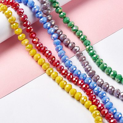 Electroplate Glass Beads Strands GLAA-F001-8x6mm-MAB-1