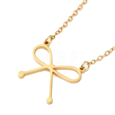 304 Stainless Steel Bowknot Pendant Necklaces for Women NJEW-S434-01G-1