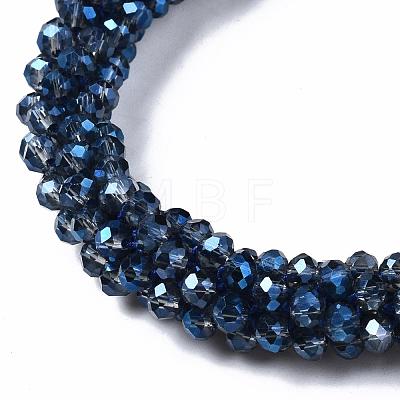 Faceted Transparent Glass Beads Stretch Bracelets BJEW-S144-002B-01-1