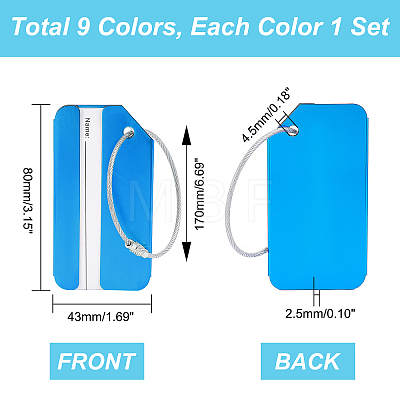   9 Sets 9 Colors Aluminum Alloy Luggage Bag Tags AJEW-PH0004-08-1