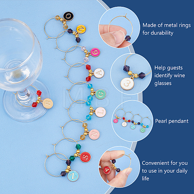 36Pcs 36 Styles Alloy Enamel Wine Glass Charms AJEW-BC00003-1