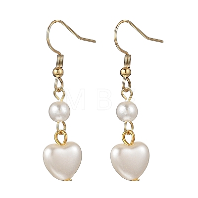 Heart ABS Plastic Imitation Pearl Dangle Earrings EJEW-JE06772-1