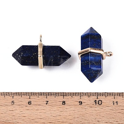 Natural Lapis Lazuli Double Terminal Pointed Pendants G-N345-09E-1