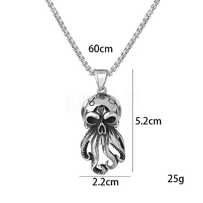 Octopus Skull Alloy Pendant 667 Stainless Steel Box Chain Necklaces for Men FS-WGDB212-01-1