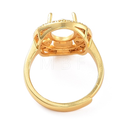 Rack Plating Oval Brass Micro Pave Cubic Zirconia Adjustable Ring Components KK-Q819-08G-1
