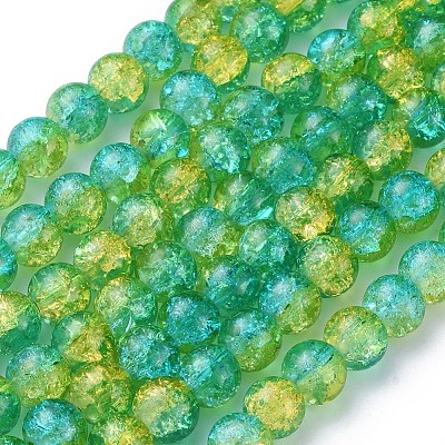 Spray Painted Crackle Glass Beads Strands CCG-Q002-8mm-07-1