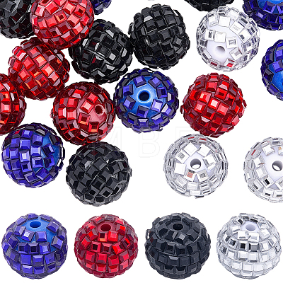 20Pcs 4 Colors Acrylic Rhinestone Beads OACR-SC0003-05-1