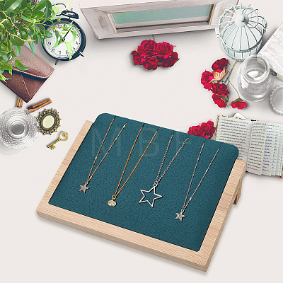 Wooden Slant Back Necklace Organizer Jewelry Display Stands AJEW-WH20033-046C-1