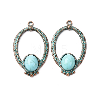 Alloy with Synthetic Turquoise Pendants FIND-B055-01C-1