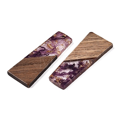 Opaque Resin & Walnut Wood Pendants RESI-T058-04E-1