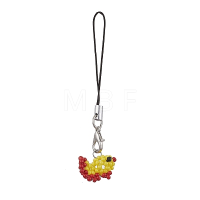 Glass Seed Bead Beaded Fish Charm Mobile Straps HJEW-MZ00182-01-1