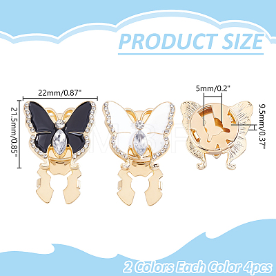 8Pcs 2 Colors Alloy Rhinestone Cufflinks BUTT-WR0001-41-1