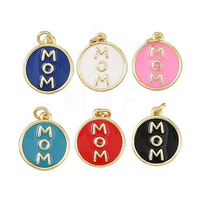 Mother's Day Brass Enamel Pendants KK-L251-02G-C-1