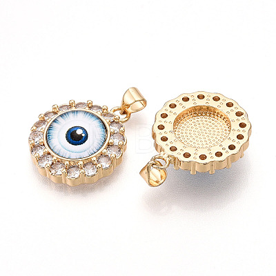 Brass Micro Pave Clear Cubic Zirconia Pendants for Women KK-T070-92A-01-1