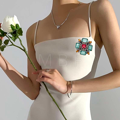 1Pc Tibetan Style Alloy Rhinestone Brooches JEWB-SP0001-16A-1
