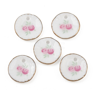 Rose Flower Printed Porcelain Pendants PR-CBAF5A8-01-1