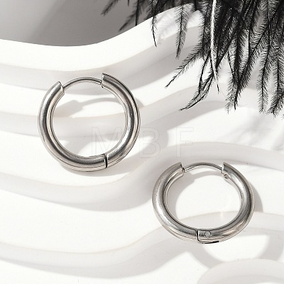 202 Stainless Steel Huggie Hoop Earrings EJEW-F111A-16mm-P-1