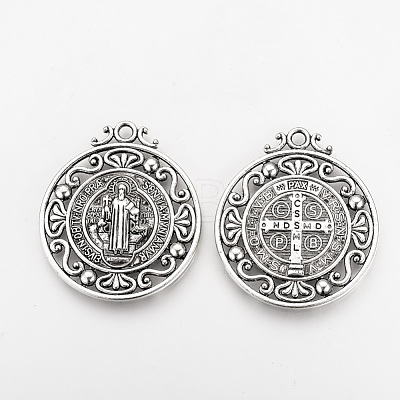 Tibetan Style Alloy Pendants X-TIBEP-Q078-01AS-RS-1