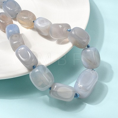 Dyed Natural Agate Cuboid Graduated Beaded Necklaces with Alloy Clasps NJEW-C113-01D-1