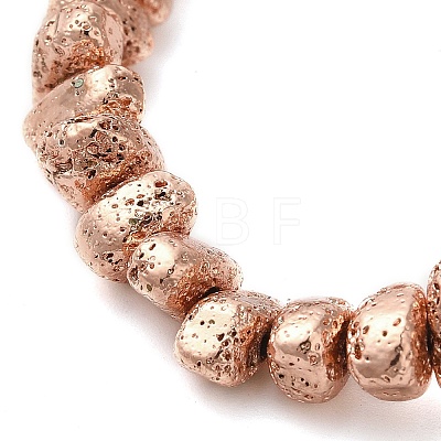 Electroplated Natural Lava Rock Beads Strands G-L606-D02-01E-1