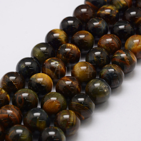 Natural Yellow Blue Tiger Eye Bead Strands X-G-P230-07-8mm-1