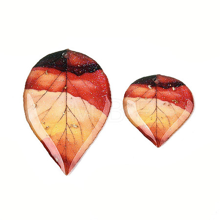 2Pcs Transparent Epoxy Resin Leaf Pendants RESI-T057-93-1
