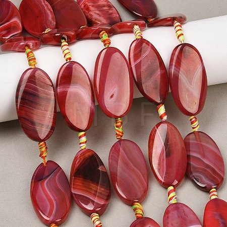 Natural Banded Agate Beads Strands G-F825-H01-01-1