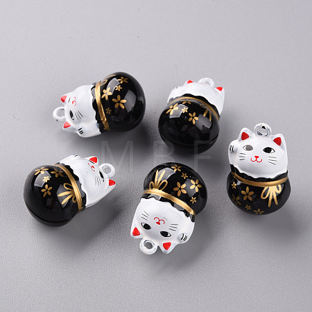 Baking Paint Brass Bell Pendants X-KKB-S002-010B-1