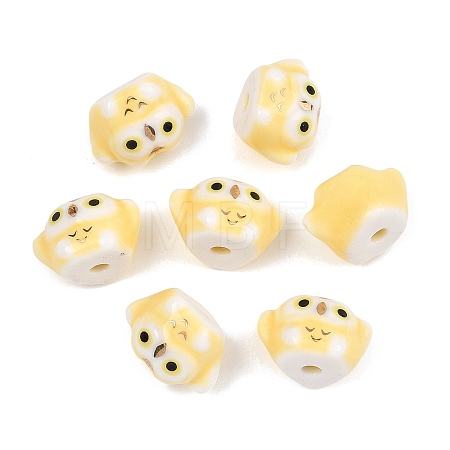 Cute Hand Painted Mini Owl Porcelain Beads PORC-F014-01A-1