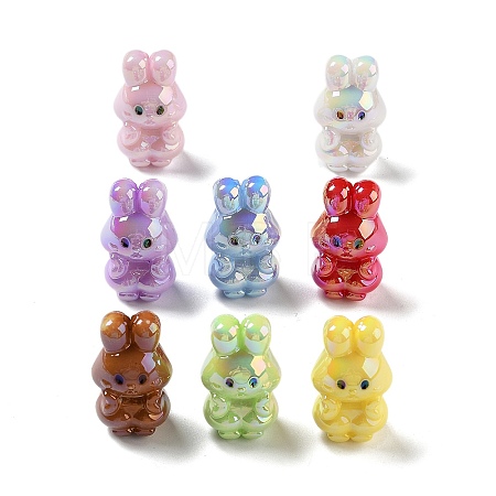 UV Plating Iridescent Acrylic Beads MACR-D032-10-1