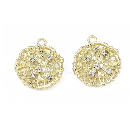 Alloy Rhinestone Pendants Round Charms RB-CBA7D90-04G-A-1